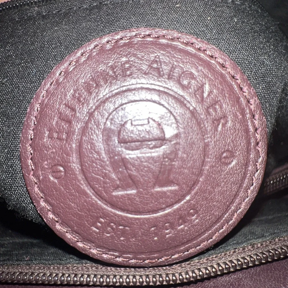 Aigner Shoulder Purse Burgundy Bag Handbag Classic Logo Charm Work‎